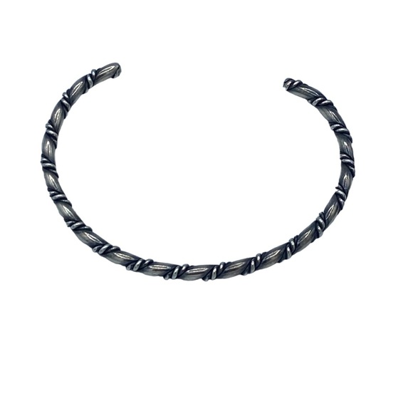 Sterling silver 925 bangle cuff twisted braid 6.5” wrist NA Native American - Picture 3 of 9